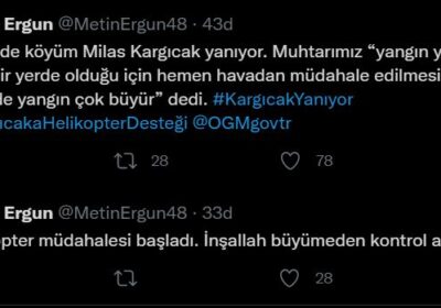 Metin Ergun duyurdu: Milas’ta yangın