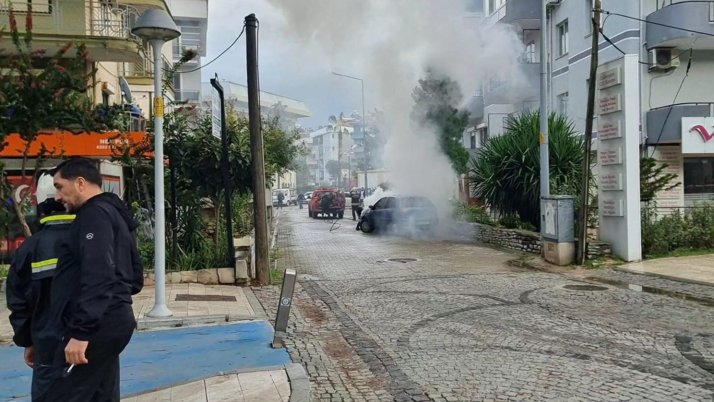 milas otomobil yangın 