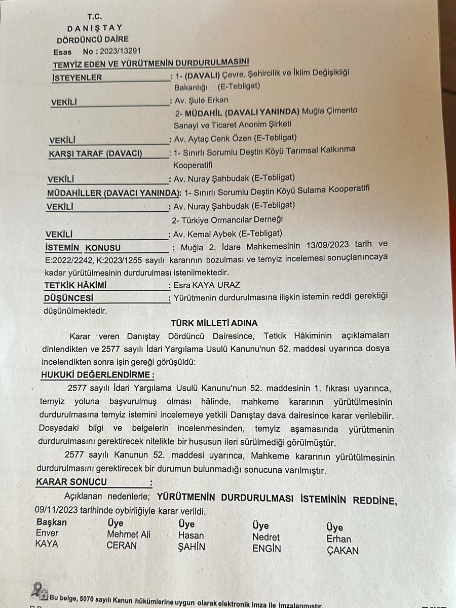 çimento fabrikasına yürütmeyi durdurma