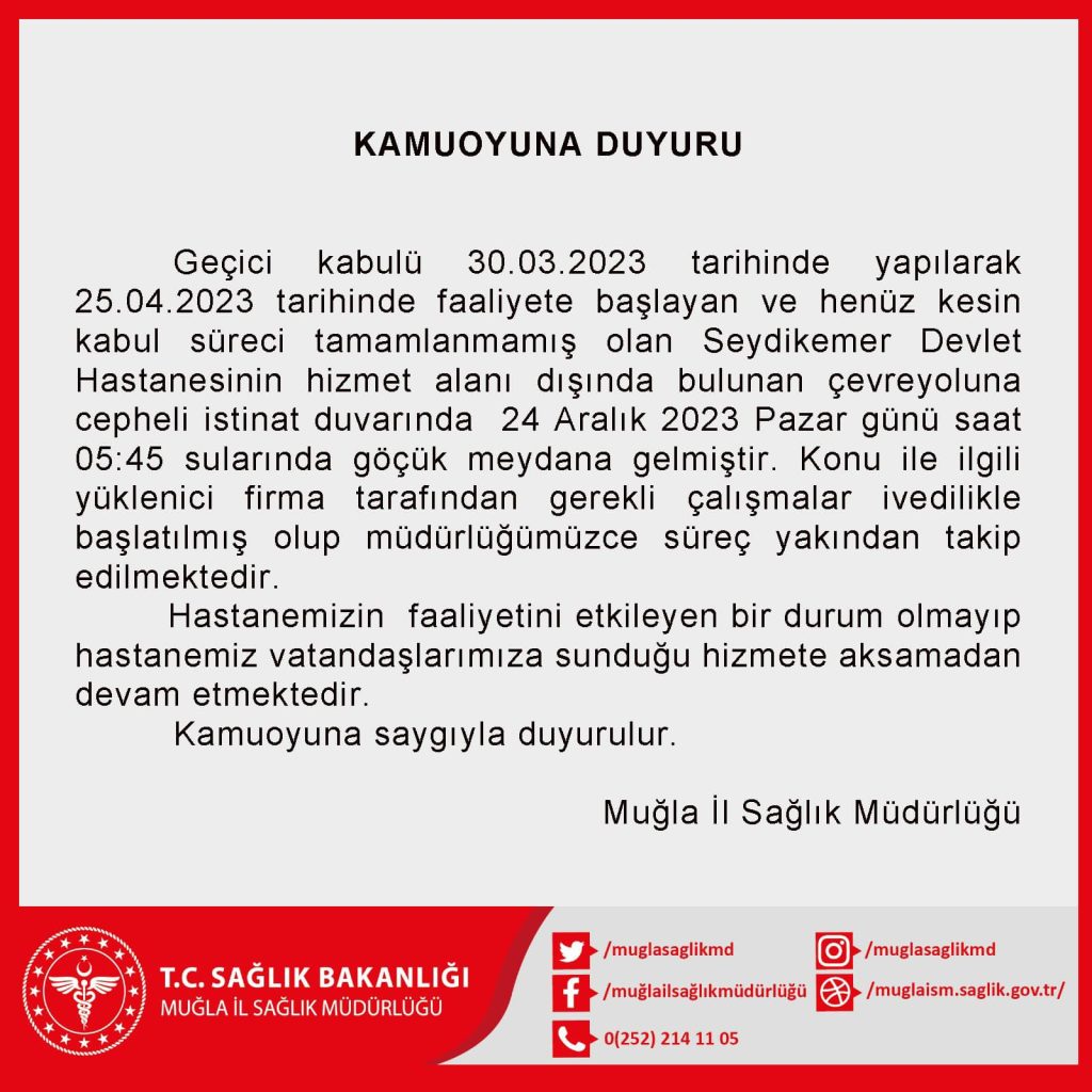 muğla il sağlık müdürlüğü seydikemer devlet hastanesi