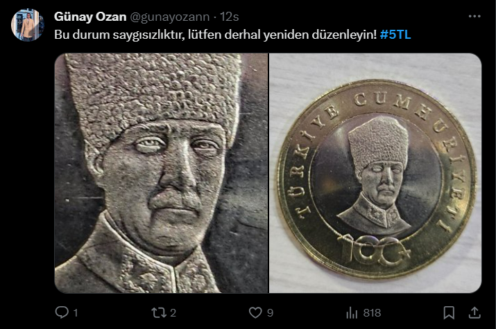 5 tl atatürk