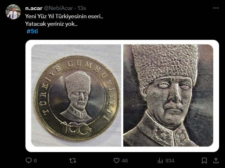 5 tl atatürk