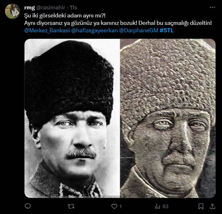 5 tl atatürk