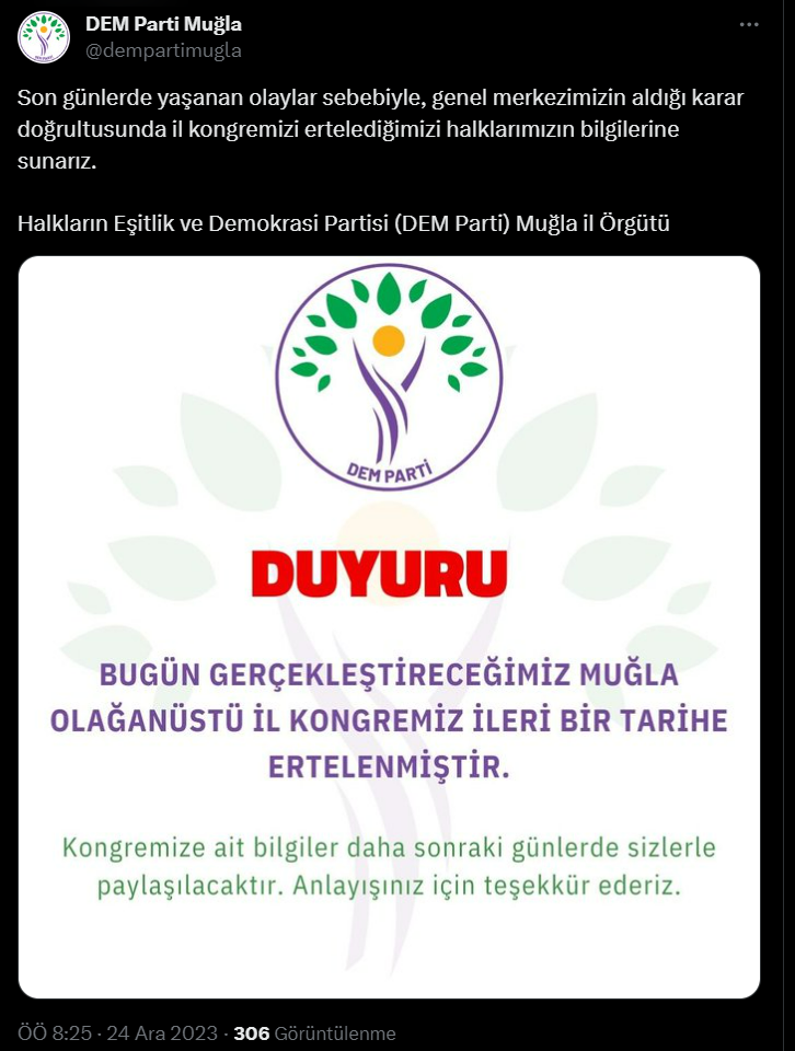 dem parti muğla kongre kongresi 