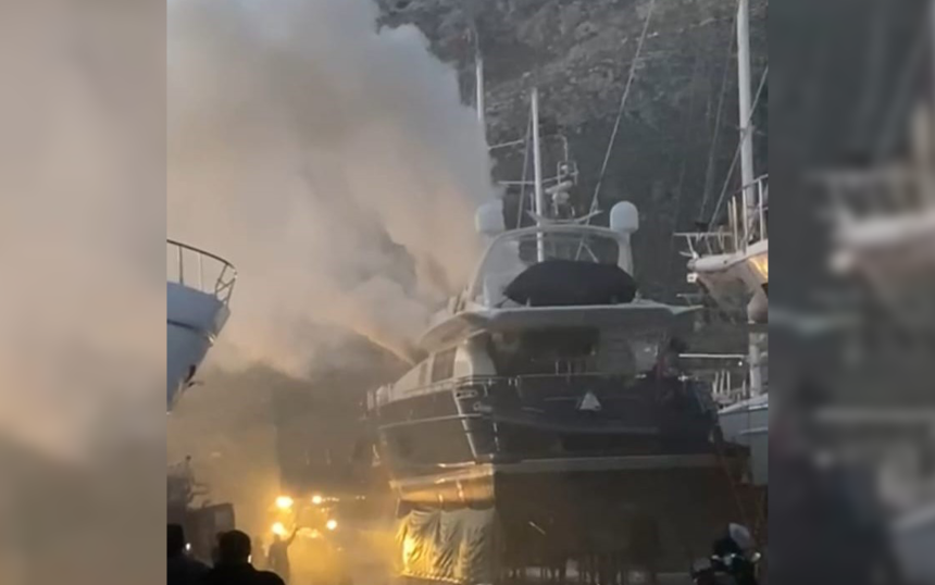 marmaris yat yangını, marmaris yangın, marmaris yatta yangın, marmaris'te bakıma getirilen yatta,