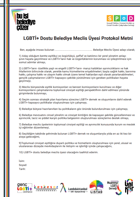 SPoD'dan yerel yönetimlere LGBTİ+ çağrısı, SPoD, yerel yönetimlerin