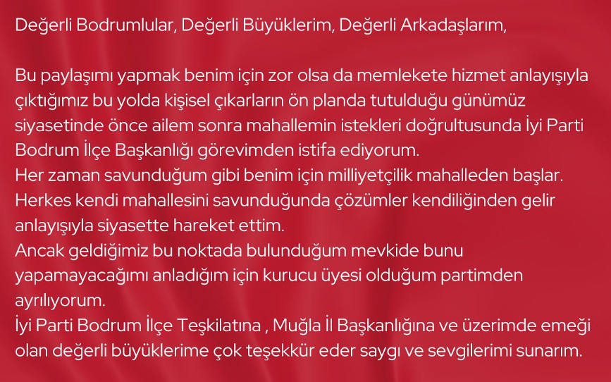 İYİ Parti Bodrum İlçe Başkanı, Şerif Çelikkıran