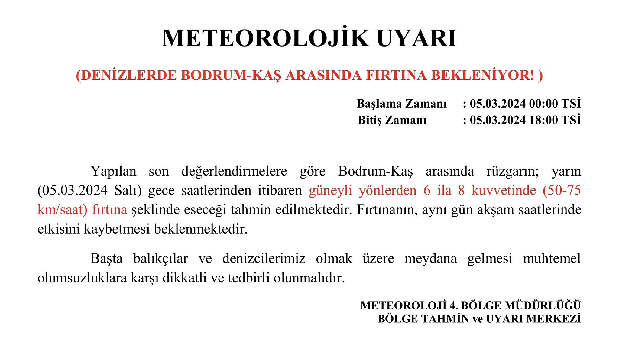 bodrum kaş fırtına muğla fırtına uyarısı meteoroloji