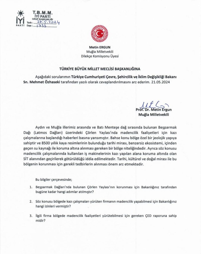 İYİ Partili Metin Ergun, Beşparmak Dağı’ndaki Çörlen Yaylası’nda