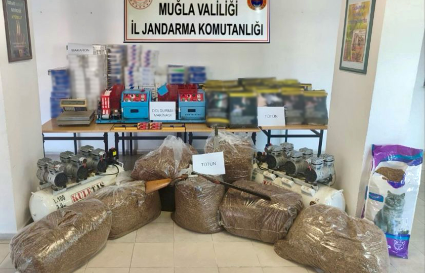 Dalaman’da kaçak sigara operasyonu, kaçak sigara operasyonunda, sigara imalatı yaparak