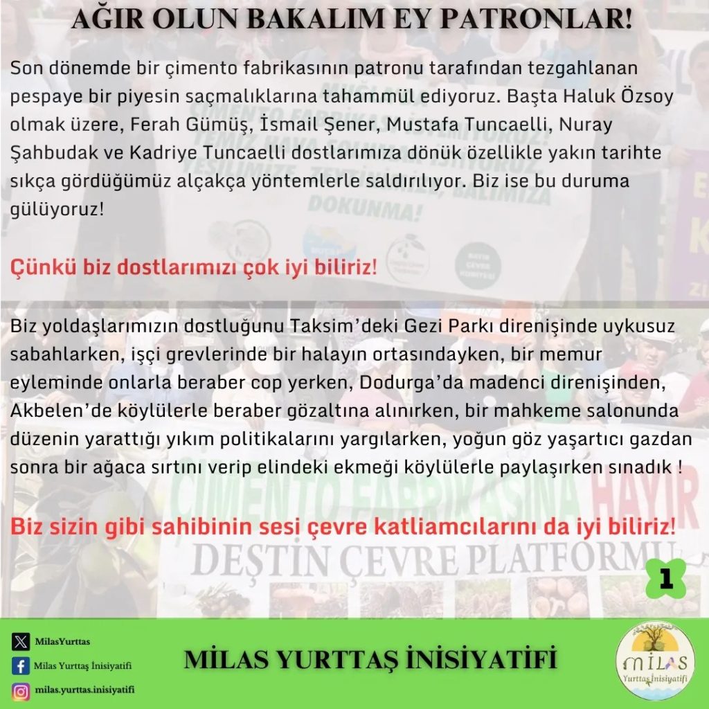 Milas Yurttaş İnisiyatifi, yurttaşların haklarında çıkan iddialara, Bayır ve Deştin