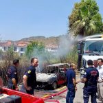ortaca yangın ortaca araba yandı ortaca araba yangını