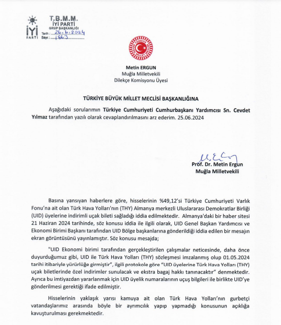 İYİ Partili Metin Ergun, indirimli uçak bileti, 