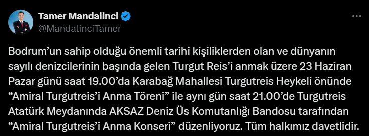 Bodrum’da Amiral Turgut Reis'i Anma
