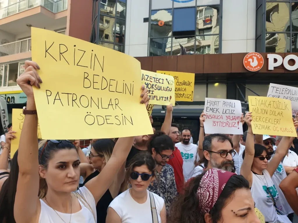 TGS İzmir Şubesi Medya patronlarına sesleniyoruz: Geçinemiyoruz izmir gazetecilerin eylemi izmir gazeteciler izmir tgs