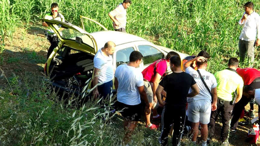 otomobil kazası menteşe menteşe tarlaya uçan otomobil menteşe hamile sürücü menteşe trafik kazası menteşe kaza