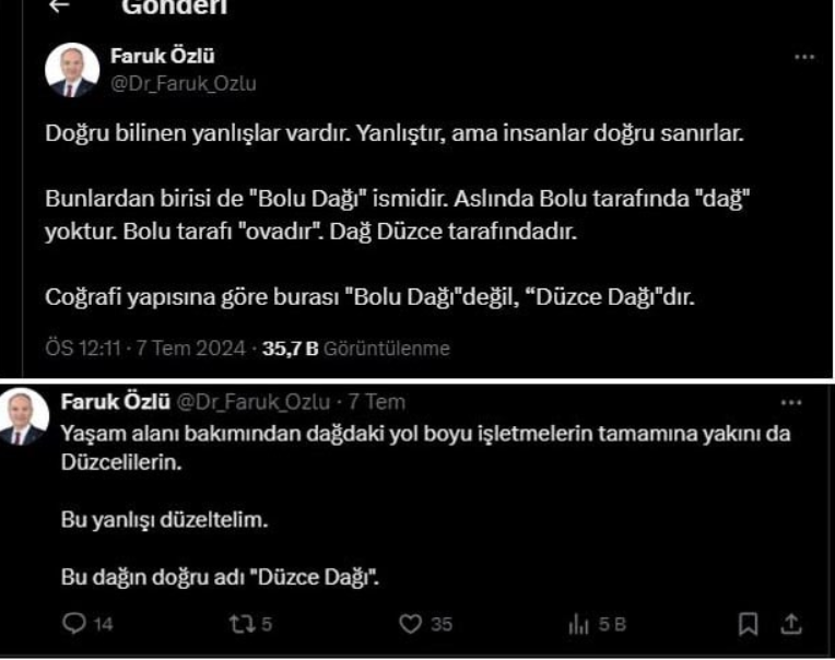 Düzce Belediye Başkanı Bolu Dağı Tanju Özcan Faruk Özlü hangi partiden Düzce Dağı Bolu Dağı
