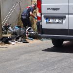 Bodrum’da motosiklet kazası, motosikletin hafif ticari araca çarptığı kazada
