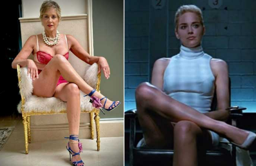 Sharon Stone Temel İçgüdü, Sharon Stone gençliği, Temel İçgüdü pozu, Sharon Stone Temel İçgüdü pozu, temel içgüdü