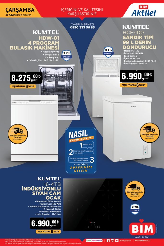 BİM aktüel ürünler kataloğu, BİM Kumtel ankastre set, BİM ankastre set, 28 Ağustos Çarşamba BİM, 28 Ağustos BİM aktüel ürünler