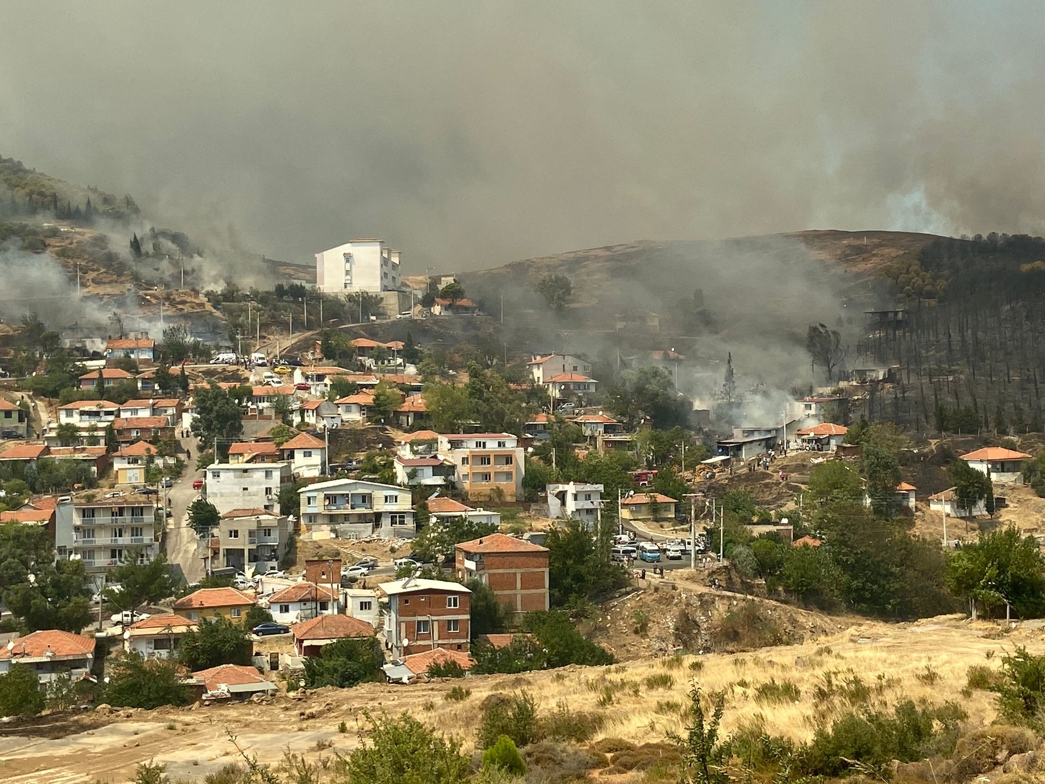 İzmir Yamanlar Dağı'nda çıkan yangın yerleşim yerlerine sıçradı