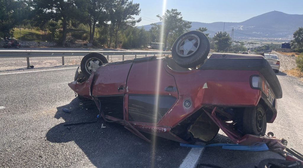 milas trafik kazası milas kaza milas takla attı milas boğa yokuşu kaza milasta kaza