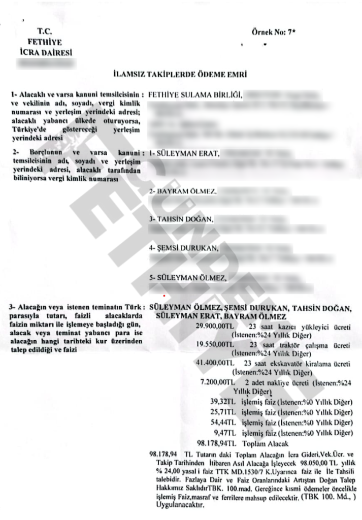 fethiye söğütlü, söğütlü su kesme masraf, 