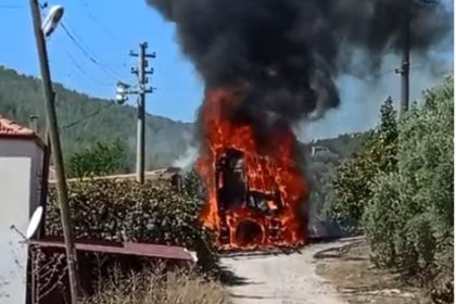 Yatağan kamyon Yatağan kamyon yangını yatağan yangın yatağan seyir halindeki kamyon