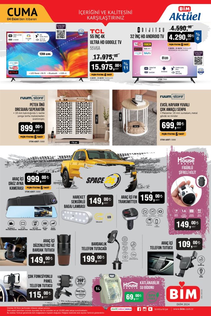 bim'de bu hafta, BİM 4 Ekim aktüel, bim aktüel ürün kataloğu, 4 ekim 2024 aktüel kataloğu, BİM dijitsu 32 inç HD TV