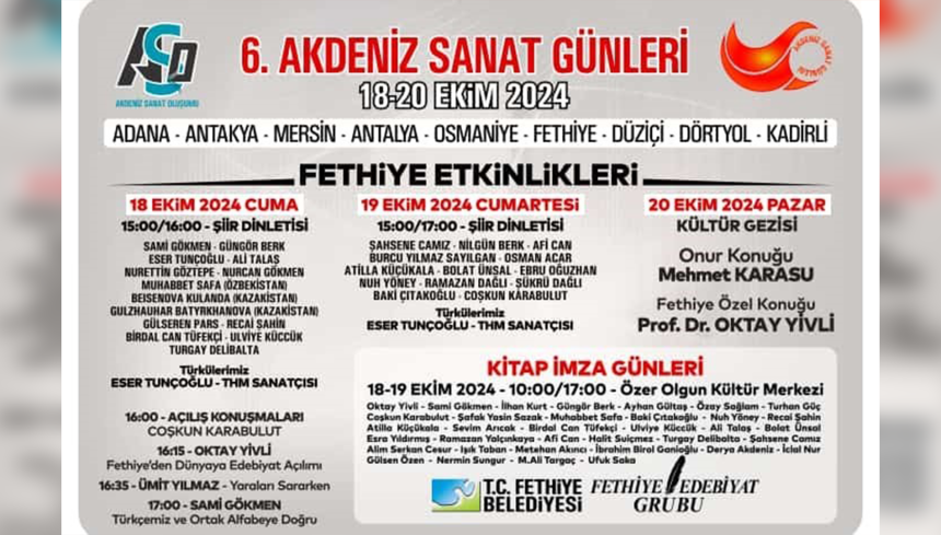 Fethiye etkinlik Akdeniz Sanat Günleri etkinlikleri Fethiye Akdeniz Sanat Günleri