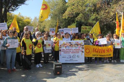 Datça Eğitim Hakkı Platformu Muğla Eğitim-Sen eylem Muğla sürgün protestosu