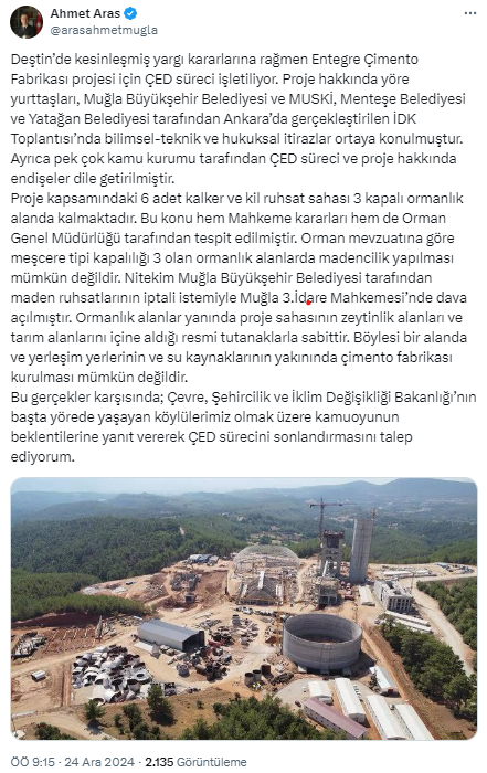 ahmet aras çimento fabrikası, ahmet aras çimento çed, çimento fabrikası çed, ahmet aras deştin, ahmet aras entegre çimento