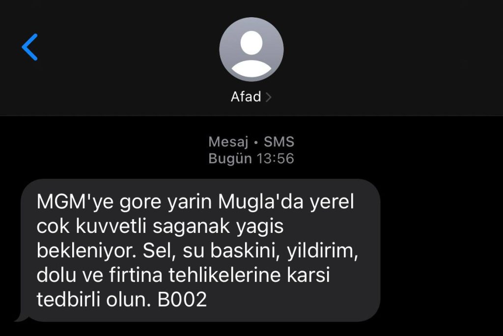 Meteoroloji 4. Bölge Müdürlüğü’nün Muğla sağanak yağış uyarısı Muğla AFAD uyarısı Muğla sağanak yağış uyarısı muğla sağanak yağış