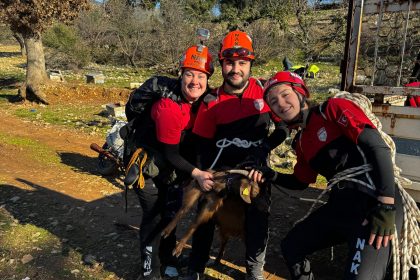 Menteşe mahsur kalan keçi Menteşe Dağpınar Mahallesi Menteşe Keçi Muğla NAK Arama Kurtarma Muğla Nilüfer Arama Kurtarma Derneği