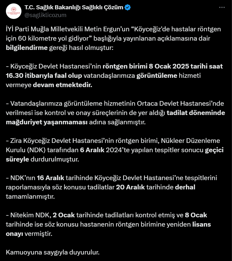 sağlık bakanlığı köyceğiz, köyceğiz sağlık bakanlığı, köyceğiz devlet hastanesi, köyceğiz devlet hastanesi rötgen cihazı