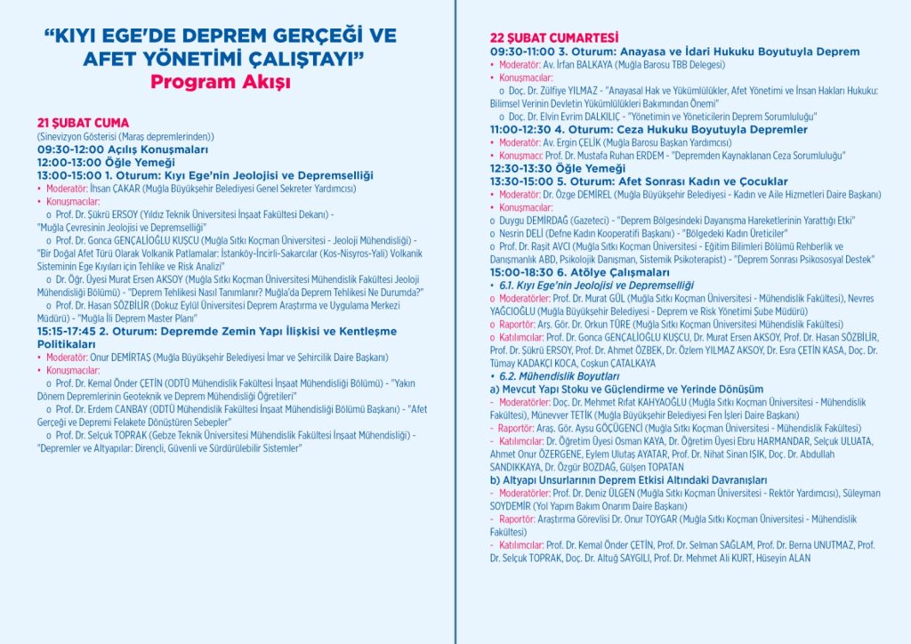 Kıyı Ege’de Deprem Gerçeği ve Afet Yönetimi Çalıştayı Muğla Büyükşehir Belediye Başkanı Ahmet Aras Marmaris deprem çalıştayı muğla büyükşehir belediyesi deprem çalıştayı deprem çalıştayı
