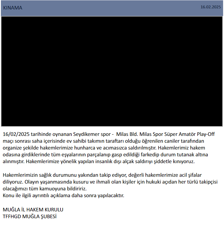 tffhgd muğla, muğlada hakeme şiddet, muğla süper amatör hakeme şiddet, seydikemerspor hakeme şiddet, milasspor seydikemer spor maçı