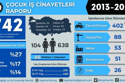 Çocuk İşçiler İş Cinayetleri Raporu İşçi Sağlığı ve İş Güvenliği Meclisi İSİG Meclisi çocuk iş cinayetleri İSİG çocuk iş cinayeti