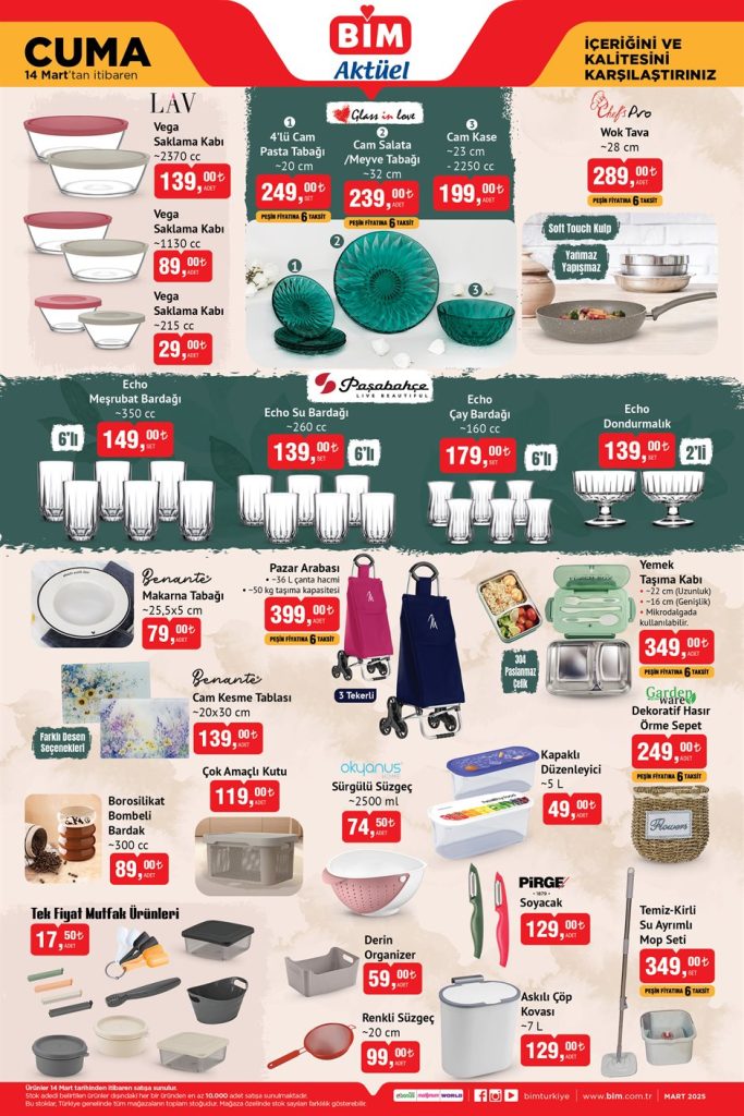 bim aktüel, bim 14 Mart 2025, bim elektrikli bisiklet,bim çapa makinesi, bim mutfak ürünleri