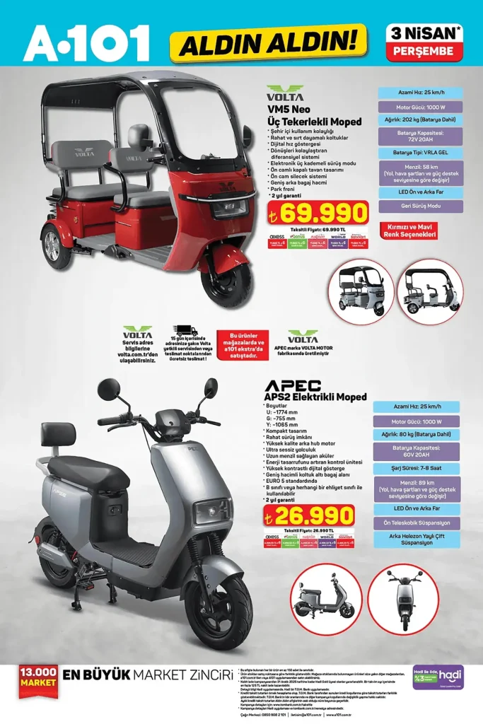 a101 3 Nisan 2025, a101 aktüel katalog, a101 televizyon kampanyası, a101 scooter moped, a101 evcil hayvan ürünleri