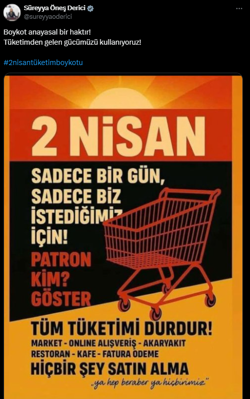 chp milletvekili boykot açıklaması boykot çağrılarına destek CHP Muğla Milletvekili Gizem Özcan CHP Muğla Milletvekil Süreyya Öneş Derici