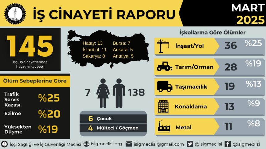 İSİG Meclisi mart ayı, mart ayı iş cinayeti raporu muğla iş cinayeti muğla isig raporu isig verileri