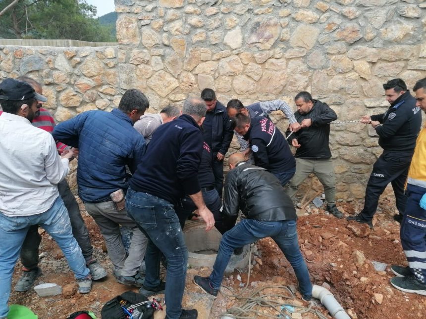 bodrum beton büz bodrum kuyuya düşen yurttaş bodrum itfaiye ekipleri Yalıçiftlik Mahallesi