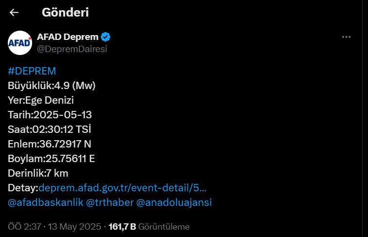 bodrum açıkları, ege denizi deprem, ege açıklarında deprem, afad deprem