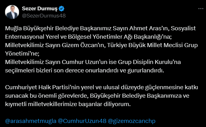 chp Grup Disiplin Kurulu, CHP Muğla Milletvekili Gizem Özcan, CHP Muğla Milletvekili Cumhur Uzun gizem özcan TBMM Grup Yönetim Kurulu
