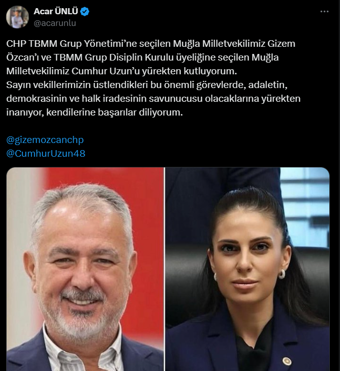 chp Grup Disiplin Kurulu, CHP Muğla Milletvekili Gizem Özcan, CHP Muğla Milletvekili Cumhur Uzun gizem özcan TBMM Grup Yönetim Kurulu