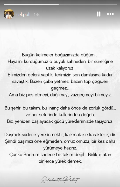 bodrum fk açıklama, bodrum fk küme düştü, Bodrum FK Asbaşkanı Selahattin Polat, selahattin polat açıklama