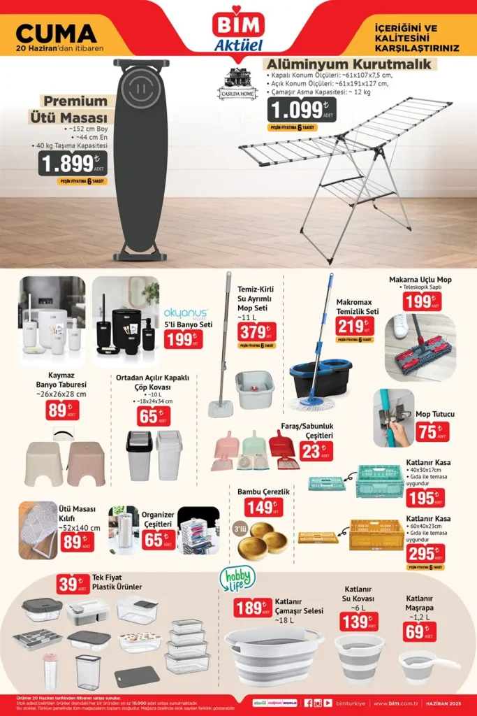 bim aktüel 20 Haziran 2025, bim kamp çadırı, bim televizyon, bim elektrikli bisiklet, bim drone