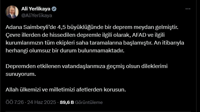 son dakika deprem adana, deprem son dakika adana, adana da deprem mi oldu, adana saimbeyli, adana da deprem son dakika