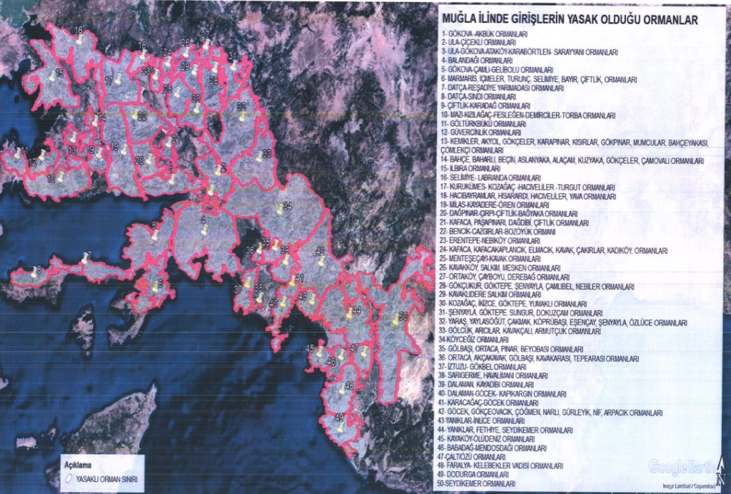 muğla ormana giriş yasağı muğla valiliği ormana giriş orman yangını
